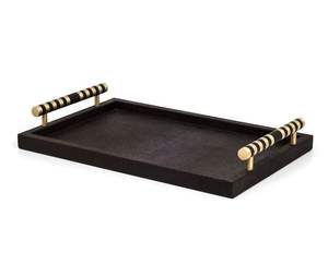 Best Modern Decorative Serving Tray Black Metal Tray with Gold Handles for <b>Coffee</b> <b>Table</b> & Home Decor - Product Image 1