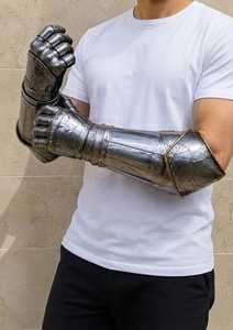 Armadura de Brazo Personalizada de Acero Inoxidable, Guantes de Caballero Medieval Plateados, Estilo Antiguo, Fundición Artística Coleccionable - Product Image 4