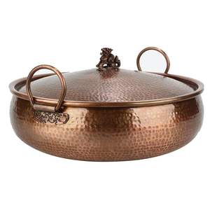 Casserole de service en cuivre style royal avec couvercle et poignées en laiton – Vaisselle de luxe pour cuisine, hôtel, restaurant, maison et buffet - Product Image 6