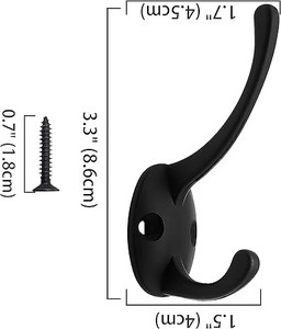 Modern Metal <b>Wall</b> Coat Hooks Rack 3 Rows Black Single Hook Hanger Drilling <b>Mount</b> Space Saving Storage for <b>Clothes</b> - Product Image 1