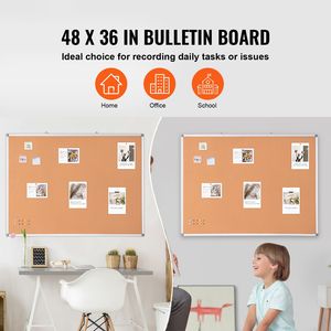 Grande Bacheca da Parete 48"x36" con Pannello per Chiodini per Scuola e Ufficio Domestico - Product Image 2