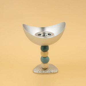 <b>Silver</b> And Multi-Colored Incense <b>Burner</b> Featuring Stacked Beaded Stem Elegant Home Decorative Crafted For Fragrance & Display - Product Image 1