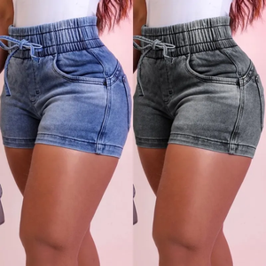 Nuevos shorts vaqueros de cintura alta para mujer, control de abdomen, con dobladillo vaquero, ideales para el verano. - Product Image 2
