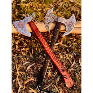 Burraq 34" Custom Handmade Stainless Steel Rosewood Handle DIY Industrial Tomahawk Bearded <b>Axe</b> Outdoor Father's Day Gift - Product Image 4