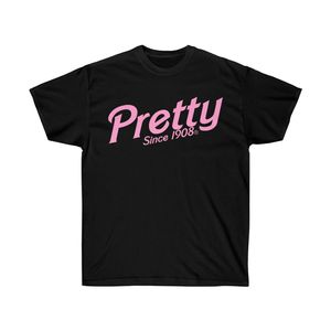 T-shirt à manches courtes pour femmes noires avec imprimé graphique rose élégant, col rond décontracté, coton, mode estivale, doux et confortable - Product Image 1