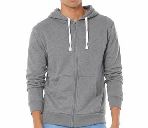 Sweat-shirt unisexe gris à capuche et fermeture éclair, coupe classique, couleur unie, en molleton tricoté, manches longues, pour l'hiver, 100% coton, avec poche - Product Image 1