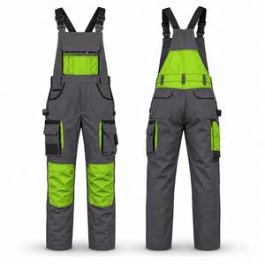 Salopette industrielle OEM pour hommes avec empiècements contrastants, poches porte-outils, boucles réglables – Vêtements de travail de charpentier, tenue de travail cargo - Product Image 1