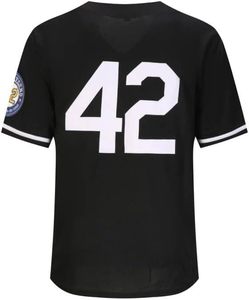 Maillot de baseball noir pour homme, numéro 42, style vintage, brodé, rétro, Lightsout - Product Image 3