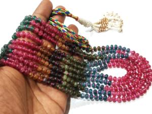 Quartz naturel multicolore 6mm Rondelle perles lisses couches 18 à 20 pouces collier prix de gros - Product Image 2