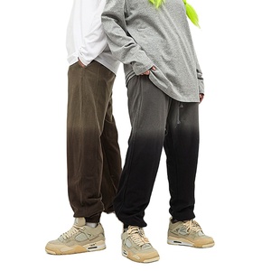 Ensemble sweat à capuche et pantalon de survêtement en velours côtelé délavé, style urbain décontracté, aspect vintage, deux couleurs, personnalisable pour homme - Product Image 1