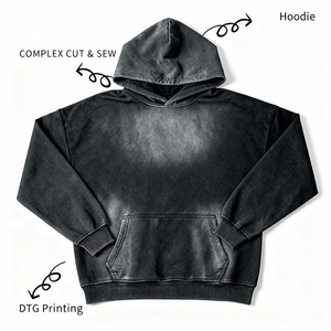 Custom Unisex Winter Oversized Crop Knitted Terry Streetwear Puff Printed Pullover Hoodie 100% Cotton 460g - Product Image 1