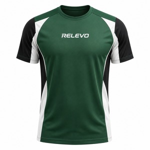Maillot de football Relevo pour homme, vert, noir et blanc, manches courtes, col rond, tissu respirant, coupe athlétique, polyester, t-shirt - Product Image 1