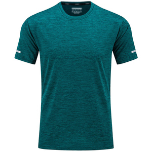 Quick Dry 100% Cotton Fleece Summer <b>Mens</b> Running Jogging T-<b>shirts</b> Crew Neck Athlete Sports Gym Fitness Pullover Reflective - Product Image 2