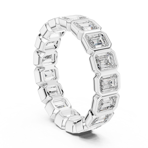 แหวนมอสซาไนต์ทรงเอเมอรัลด์แบบ Eternity Band ตัวเรือนทองคำแท้ 18K ดีไซน์เรขาคณิตคลาสสิกสำหรับผู้หญิง - Product Image 3