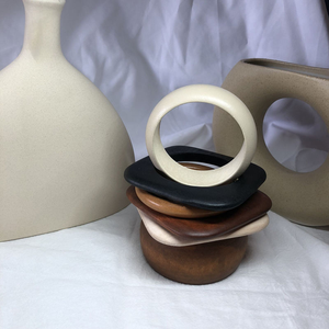 5 modèles de bracelets carrés larges en bois massif, géométriques, surdimensionnés, pour hommes et femmes, style vintage bohème, bijoux faits à la main - Product Image 1