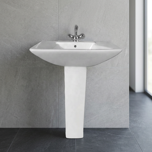 Lavabo de Pedestal de Cerámica Moderno para Hospital, Lavabo Independiente de Una Pieza para Baño - Product Image 4