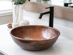 Lavabo en cuivre fait main, rond, style contemporain, durable, en métal, 45 cm, pour comptoir de salle de bain - Product Image 5