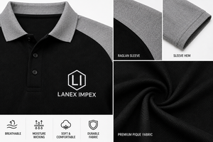 เสื้อโปโลแร็กแลนสีดำและสีเทาสำหรับผู้ชายแบบกำหนดเองพร้อมโลโก้ เสื้อโปโลยูนิฟอร์มบริษัทระดับพรีเมียม เสื้อโปโลสำหรับเล่นกอล์ฟแบบระบายอากาศได้ เสื้อโปโลลำลองสำหรับทำงาน - Product Image 5