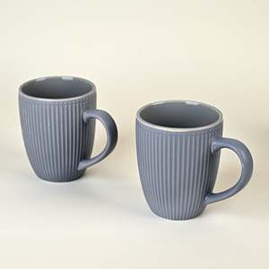 Set of 2 Glazed Ceramic Coffee Mugs <b>Slate</b> Blue Custom Designed Cute Couple Mug for Tea or Coffee Drinking - Product Image 3