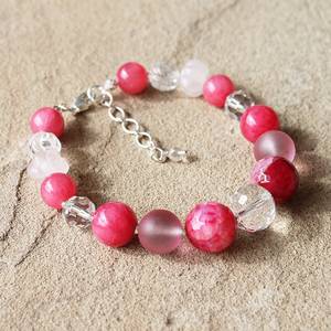 Luxury Natural Dragon Vein Agate, Rose Quartz, Clear Quartz <b>Bracelet</b> 925 Sterling Silver <b>Adjustable</b> Crystal Customized Jewelry - Product Image 3