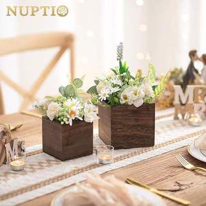 <b>Mini</b> Square Natural Wooden Vase for Home Wedding <b>Table</b> Vintage Vase Smooth Finished Handmade Flower Pot Home Interior Artistic - Product Image 1