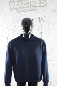 NAVY BLUE <b>Mock</b> <b>Neck</b> Sweatshirt 100% BACK SIDE DESIGN wide <b>neck</b> Sweatshirt Finer Threads - Product Image 2