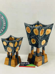 Brûleur d'encens arabe antique, porte-bakhoor en bois et résine époxy de haute qualité, décoration d'intérieur à vendre pour Falak World Export - Product Image 3
