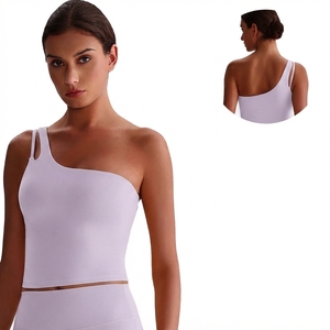 Sujetador Deportivo de Yoga Personalizado con Logotipo Frontal, Soporte Medio, Secado Rápido, Transpirable, para Mujeres de Talla Grande, Un Hombro, Pechos Grandes - Product Image 3