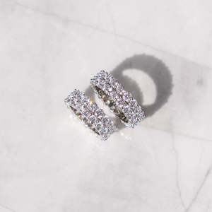 Bague éternité double rangée en argent sterling 925 |   Bague complète à coupe ronde |   Bague de mariage et d'anniversaire de luxe - Product Image 2