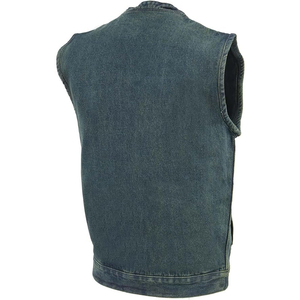 Chaleco Vaquero Clásico Azul de Cuero Genuino para Hombre Samroz Sports, Cuello en V, Cierre de Cremallera, Ropa de Invierno Antiarrugas - Product Image 3
