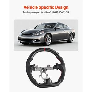 Volante a D in fibra di carbonio per Infiniti G37 2007-2013 con impugnatura in pelle, texture antiscivolo e cuciture personalizzate - Product Image 2