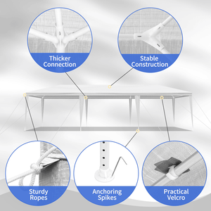 Tente de réception extérieure blanche 3x9m en PE non-tissé avec structure en fer pulvérisé pour mariages et événements - Product Image 5