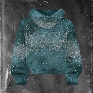 Luxury Rhinestone Embroidery Hoodie Custom Oversized Acid Wash Distressed Streetwear Men's Terry Hoodie - Product Image 6