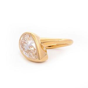 Ensemble de mariage minimaliste avec diamant de laboratoire en forme de poire, bague de mariage ondulée en or 14 carats, ensemble solitaire moderne unique - Product Image 6