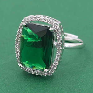 Luxury Jewellery Cubic Zirconia <b>Adjustable</b> <b>Ring</b> with Two Tone Plating Claw Setting Flower Shape Classic Style - Product Image 3