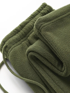 Men's <b>Olive</b> <b>Green</b> Fleece Sweatpants Drawstring Elastic Waist Casual Knitted Winter Pants Street Style <b>Trousers</b> Drawstring - Product Image 3