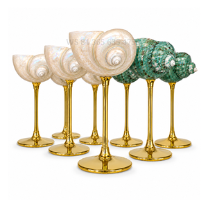 Premium Shell Wine <b>Glass</b> with Gold Metal Stem Wholesale Price Seashell <b>Goblet</b> for Beach Party Supplies Conch Shell Gold <b>Glass</b> - Product Image 1