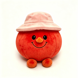 Citrouille en peluche personnalisée avec détails segmentés, peluche fantaisie d'Halloween, citrouille en peluche ronde avec jambes, jouet en peluche citrouille rouge - Product Image 5