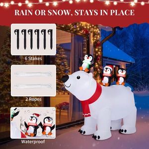 Decoración Navideña Inflable Iluminada de 1.5 Metros, Divertido Oso Polar y Pingüino con Luces LED, Decoraciones para Jardín Exterior - Product Image 6
