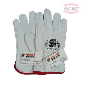 ISONZ Leather Zone Cowhide Calf Leather Fully Palm <b>Driver</b> Safety <b>Gloves</b> Anti-Cut Heat Resistant 10 Inch 1.2mm Thick - Product Image 2