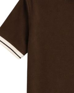 Customized <b>Mens</b> Brown Quarter Zip Polo <b>Shirt</b> With <b>White</b> Contrast Collar Short Sleeve <b>Casual</b> Custom Manufacturer Summer Wear - Product Image 5