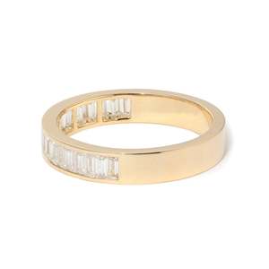 Wholesale 3x1.5mm Baguette Cut Lab Grown Diamond 14K Yellow <b>Gold</b> <b>Ring</b> Luxury Channel <b>Set</b> Half Eternity Wedding Band for Women - Product Image 4