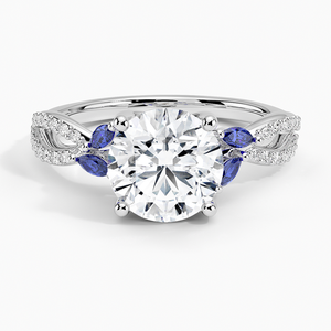 Bague BOJ 052 Coupe Ronde en Argent 925 Luxe avec Saphir et Diamant Plaqué Rhodium 2ct Couleur D VVS1 Moissanite Certifiée GRA - Product Image 1