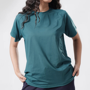 Camiseta deportiva transpirable de alta calidad para gimnasio, correr, de secado rápido, para mujer, de color sólido, para adultos. - Product Image 1