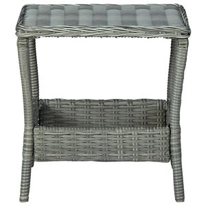 Table de jardin en rotin PE gris clair, acier thermolaqué et plateau en PP, mobilier d'extérieur élégant - Product Image 2