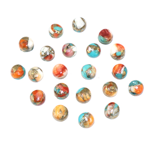 Pierre précieuse naturelle Turquoise Oyster Cabochon, forme ronde 7mm, pierre en vrac pour la fabrication de bijoux, vente en gros - Product Image 1