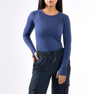 Vêtements de yoga d'été, 180 g/m², légers, pour femmes, séchage rapide, chemise de sport à manches longues, haute qualité, vente en gros, vêtements de fitness, trou pour le bras - Product Image 5
