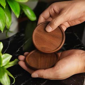 Juego de Posavasos Redondos de Madera con Soporte, Reutilizables, Ecológicos, de 3 mm de Grosor, Diseño Contemporáneo, para Bebidas, en Stock - Product Image 3