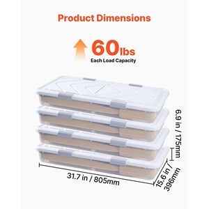 Contenitori Sottolletto 15.6 X 6.9 Pollici, Organizer per Scarpe Sottolletto con Coperchio Grigio e Chiusura a Scatto - Product Image 3