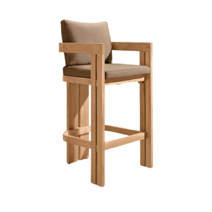Contemporary Outdoor Bar Chair Solid Teak Premium Plush Cushioned Durable Commercial Bar <b>Stool</b> Luxury Hotel Outdoor <b>Dining</b> - Product Image 4